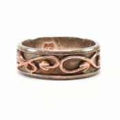 HALLMARKED SILVER & CLOGAU GOLD BAND RING