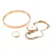 COLLECTION OF ASSORTED ANTIQUE 9CT & 18CT GOLD JEWELLERY