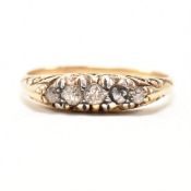 ANTIQUE AF FIVE STONE DIAMOND YELLOW METAL RING