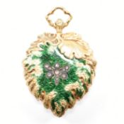 19TH CENTURY 18CT GOLD ENAMEL & DIAMOND NOVELTY FOB WATCH