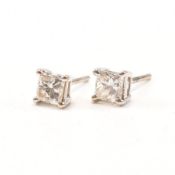 PAIR 14CT WHITE GOLD & DIAMOND STUD EARRINGS TOTAL 1CT