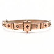 VICTORIAN HALLMARKED 9CT ROSE GOLD GEM SET BANGLE BRACELET