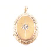 VICTORIAN PEARL & YELLOW METAL LOCKET NECKLACE PENDANT
