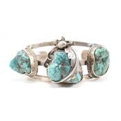 VINTAGE NAVAJO NATIVE 925 SILVER & TURQUOISE BANGLE BRACELET