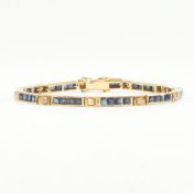 18CT GOLD SAPPHIRE & DIAMOND LINE BRACELET