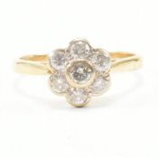 HALLMARKED 18CT GOLD & DIAMOND CLUSTER RING