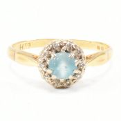 VINTAGE 18CT GOLD ZIRCON & DIAMOND HALO RING