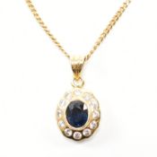 GOLD SAPPHIRE & DIAMOND PENDANT NECKLACE