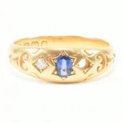 VICTORIAN HALLMARKED 18CT GOLD SAPPHIRE & DIAMOND RING