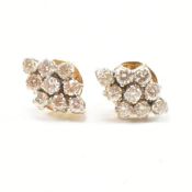 PAIR OF 18CT GOLD & DIAMOND CLUSTER EARRINGS