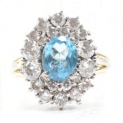 18CT GOLD TOPAZ & DIAMOND CLUSTER RING