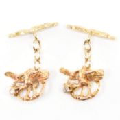 PAIR OF ANTIQUE EDWARDIAN GOLD & DIAMOND EAGLE CUFFLINKS