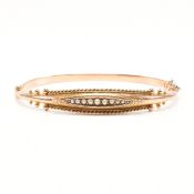 VICTORIAN HALLMARKED 9CT GOLD & PEARL BANGLE BRACELET