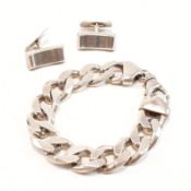 VINTAGE 925 SILVER CHAIN BRACELET & CUFFLINKS