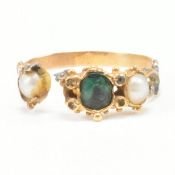 GEORGIAN GOLD PEARL & EMERALD RING AF