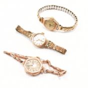 COLLECTION OF THREE 9CT GOLD LADIES DRESS WATCHES