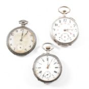THREE FRENCH SILVER CASED POCKET WATCHES