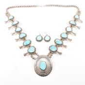 VINTAGE NAVAJO NATIVE FRED GUERRO STERLING SILVER & TURQUOISE DEMI PARURE