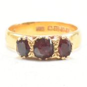 HALLMARKED 22CT GOLD & RUBY THREE STONE RING