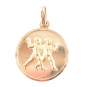 ITALIAN 18CT GOLD ZODIAC GEMINI NECKLACE PENDANT