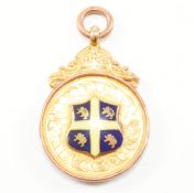 1920s HALLMARKED 9CT GOLD & ENAMEL MEDALET