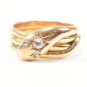 EDWARDIAN HALLMARKED 18CT GOLD & DIAMOND SNAKE RING