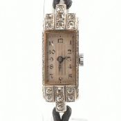 ART DECO 9CT WHITE GOLD & DIAMOND HANTILY COCKTAIL WRISTWATCH