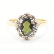 HALLMARKED 18CT GOLD TOURMALINE & DIAMOND RING