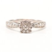 HALLMARKED 9CT WHITE GOLD & DIAMOND CLUSTER RING