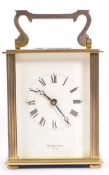 20TH CENTURY SHORTLAND BOWEN BRASS GLAZED CARRIAGE CLOCK