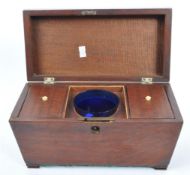 VINTAGE 20TH CENTURY MAHOGANY SARCOPHAGUS TEA CADDY