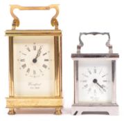 TWO WOODFORD CARRIAGE CLOCKS ONE BRASS ONE CHROME