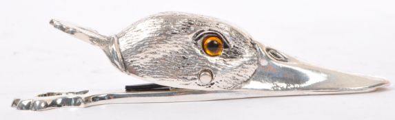 LARGE SILVER PLATE DOCUMENT PAPER CLIP IN THE FORM OF A DUCK