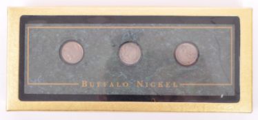 THREE AMERICAN INDIAN HEAD BUFFALO NICKEL FIVE CENT COINS