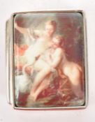 SILVER 925 SILVER & ENAMEL EROTIC PLAQUE PILL BOX