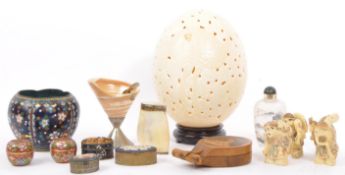 ASSROTMENT OF CURIOS - CLOISSONE - MICRO MOSAIC - EMU EGG