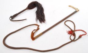 20TH CENTURY AFRICAN TRIBAL ZEBRA TAIL SWISH & RIDING CROP