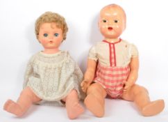 TWO LARGE VINTAGE 20TH CENTURY ENGLISH DOLLS