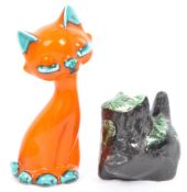 TWO VINTAGE CERAMIC CAT FIGURINES BY TRENTHAM / ANDERSON