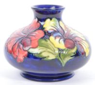MOORCROFT - HIBISCUS PATTERN - CERAMIC SQUAT VASE