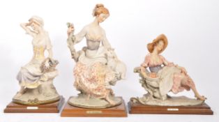 VINTAGE CAPODIMONTE ARMANI FIGURINES - THREE SITTING WOMEN