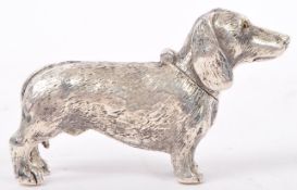 GERMAN SILVER PLATED 800 MARK DACHSHUND DOG VESTA