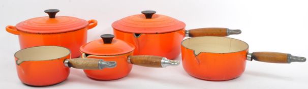 COLLECTION OF VINTAGE LE CREUSET CAST IRON COOKING POTS