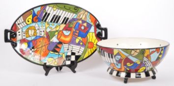 LARGE 20TH CENTURY ABSTRACT STUDIO POTTERY BOWL AND PLATE