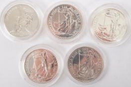 COLLECTION OF UK BRITANNIA SILVER PROOF COINS CASED