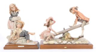 TWO VINTAGE CAPODIMONTE ARMANI FIGURINES - CHILDREN PLAYING