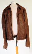 ROBERTO CAVALLI BROWN LEATHER JACKET - SIZE 56