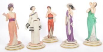 FIVE LATE 20TH CENTURY CAPODIMONTE MODE LIBERTY FIGURINES