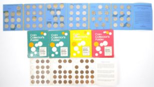 FIVE COIN COLLECTOR'S FOLDERS - TWO BLUE GREAT BRITAIN FOLDERS