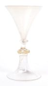 19TH CENTURY VICTORIAN HAND BLOWN STEMMED VASELINE GLASS